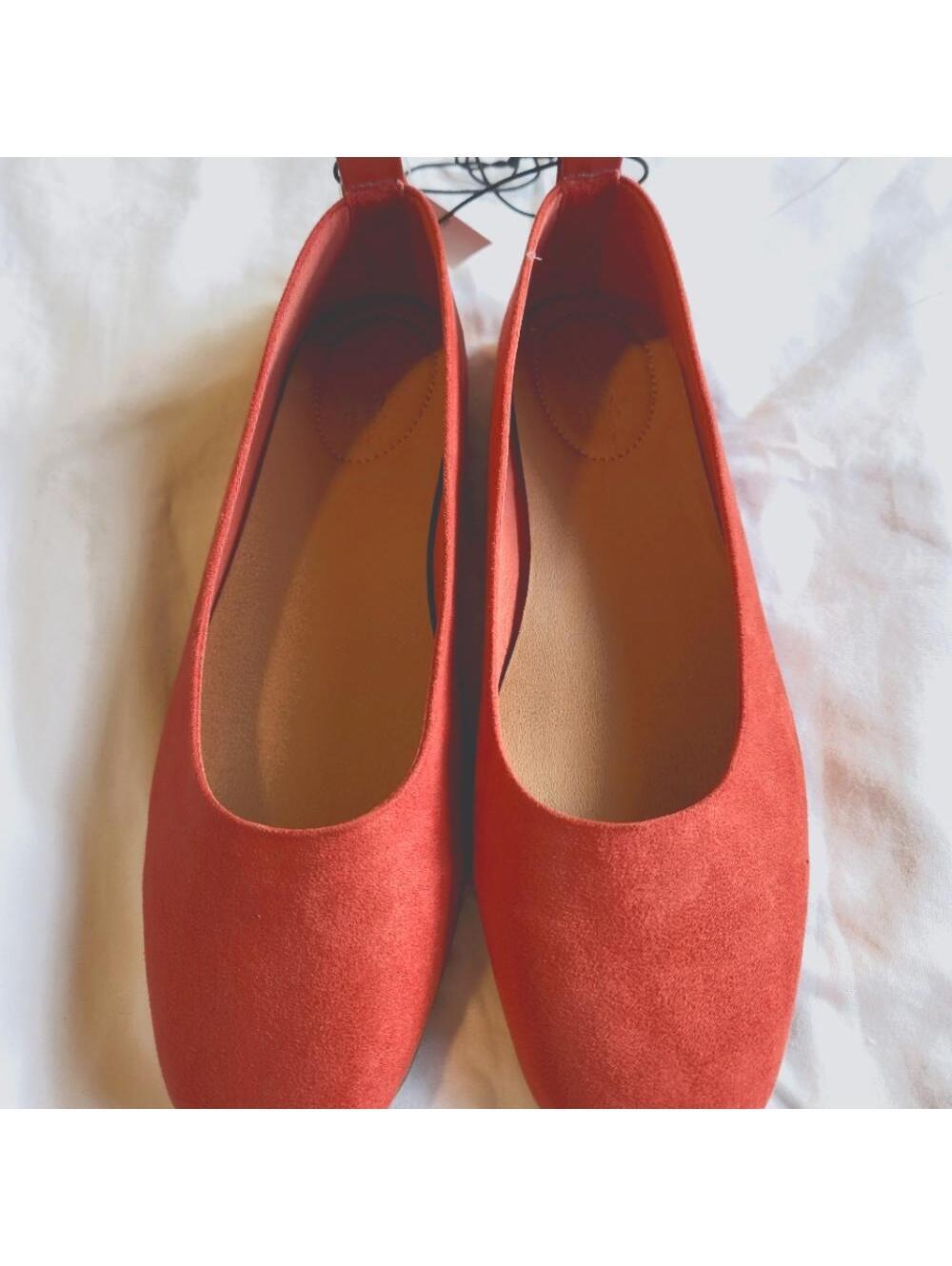 Thread Red Textile Upper Comfortable Flats